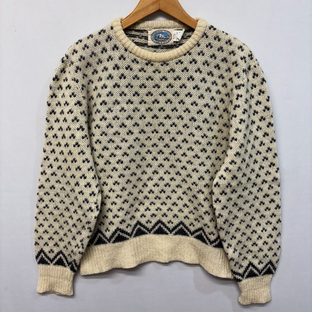 Vintage Environmental Clothing Knit Wool Blend Sweater Medium Birdseye D058 -12